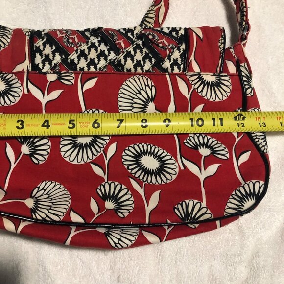 Vero Bradley Deco Daisy Red Black Houndstooth Design Inside Shoulder bag Retired - Picture 6 of 6